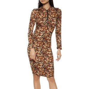 Patterned Half Zip Hooded Dress